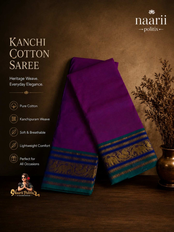 PREMIUM KANCHI COTTON SAREE - ROYAL PURPLE