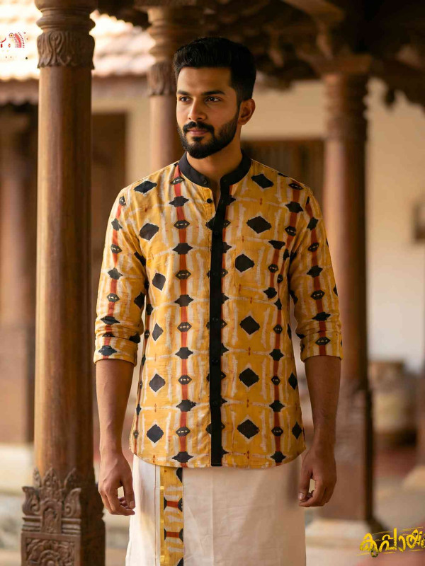 Designer Premium Shirt+ Double kasavu Dhoti Combo[COMBO000278]