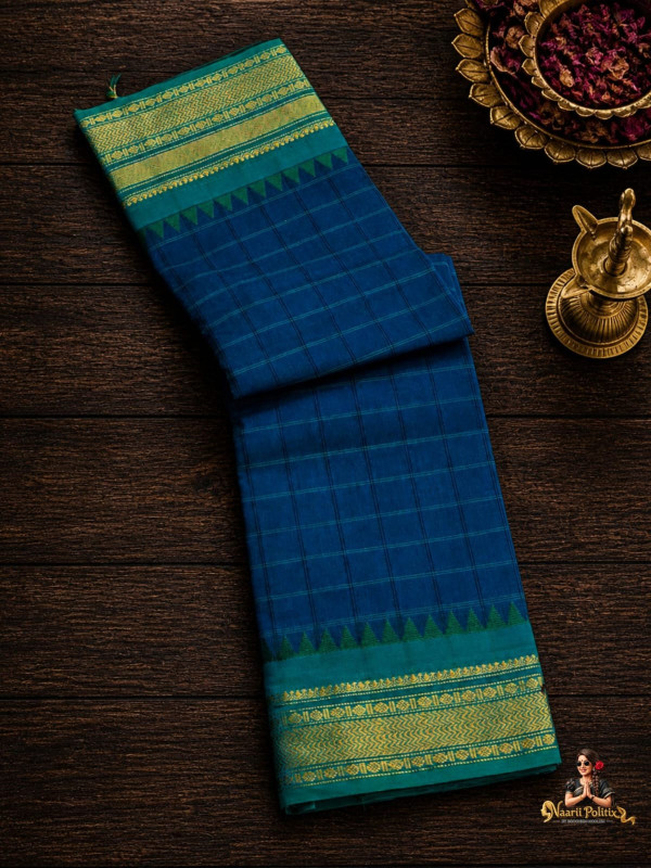 PREMIUM KANCHI COTTON SAREE - ROYAL BLUE