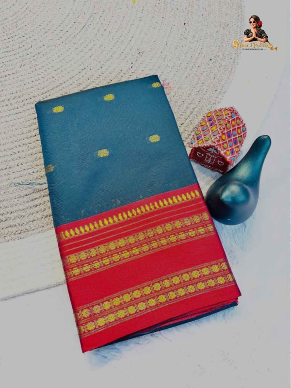 SEMI SILK SAREE - TEAL BLUE