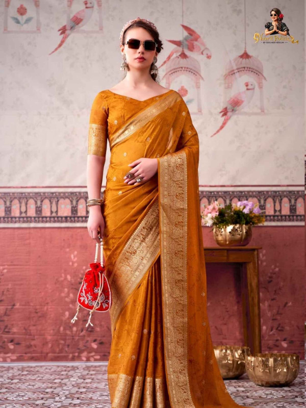 GEORGETTE SAREE - MUSTARD GOLDEN