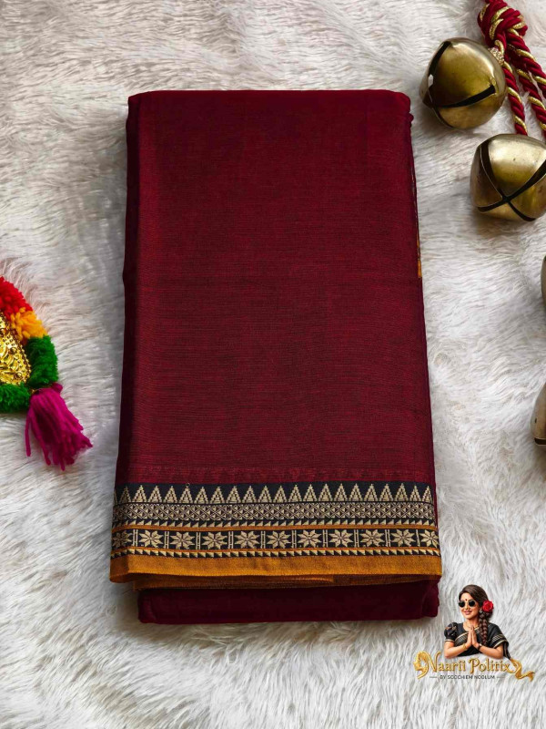 Narayanpet Pure Cotton Saree - Maroon [SAREE000028]