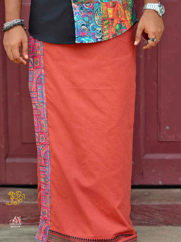 Kavy Orange Limited Edition Cotton Dhoti[DHOTI000382]