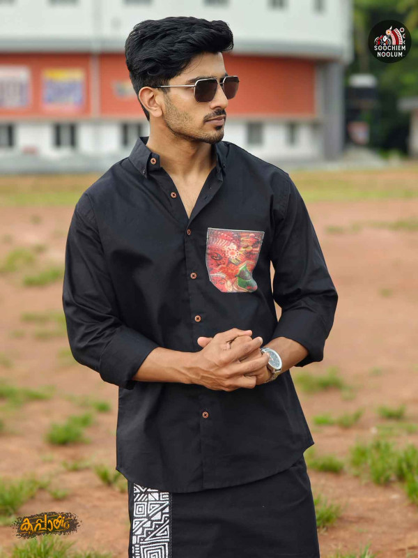 Black Designer Pocket patch Shirt[SHIRT00085]