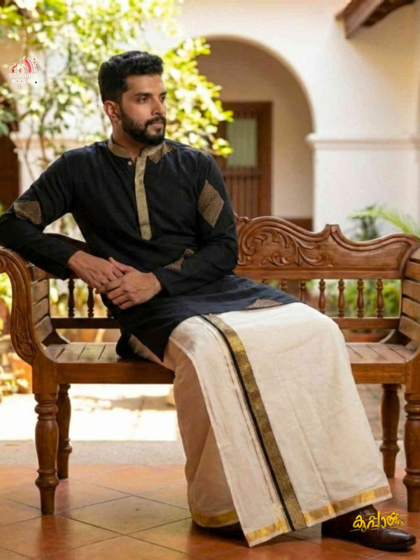 Black Premium Embroidered Long Kurta[KURTA00038]