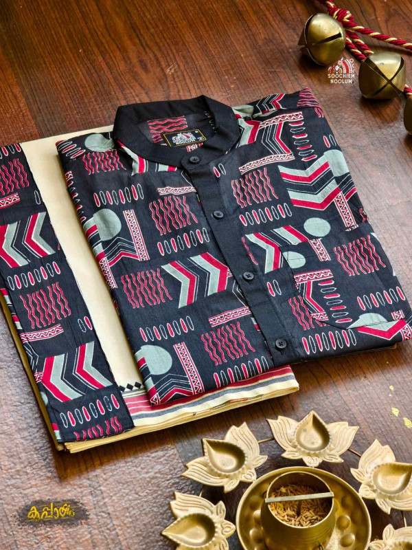 Designer Premium Shirt+ Single Cotton Dhoti Combo[COMBO000297]
