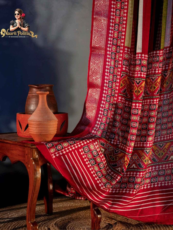 Ajrakh inspired Georgette Saree [SAREE0000161]