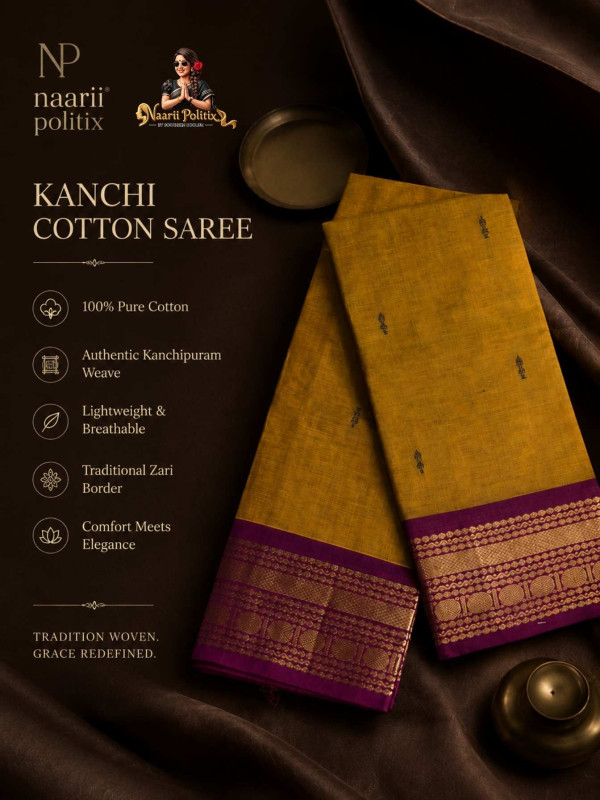 PREMIUM KANCHI COTTON SAREE - MUSTARD YELLOW