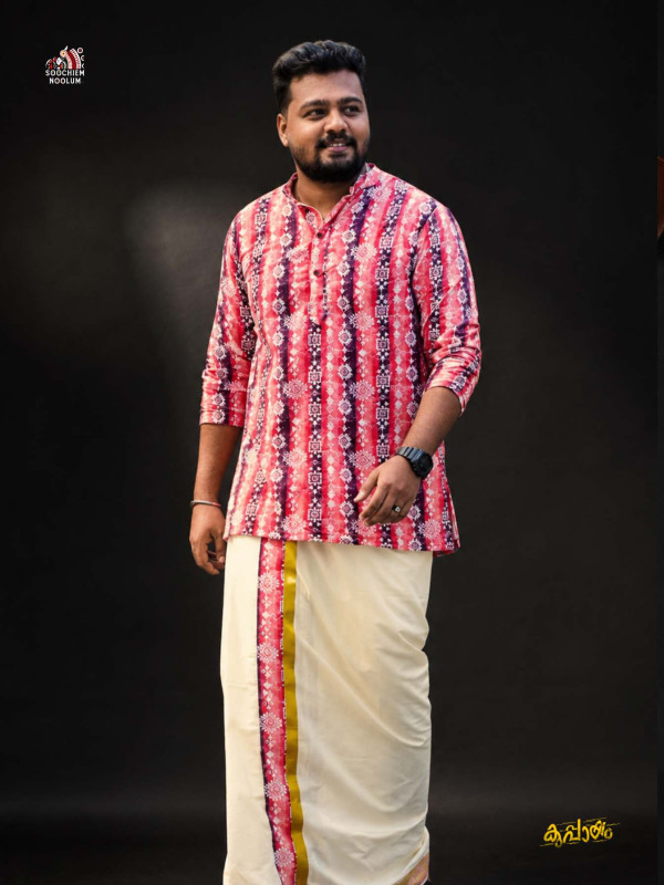 ORANGE SHADED PREMIUM DESIGNER VELVET KURTA [CLEARANCE SALE]