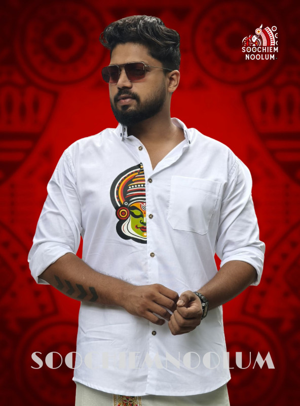 White Kadhakali Printed Premium Shirt[SHIRT000185]