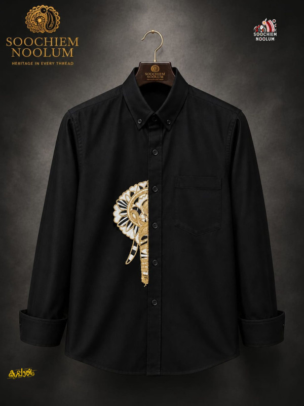 ELEPHANT EMBROIDERY HALF PATCH SHIRT