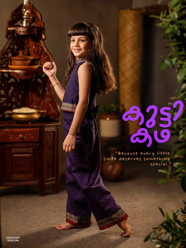 DHWANI - Designer Narayanpet Palazzo & Top Purple [CROPTOPANDPALAZZO0005]