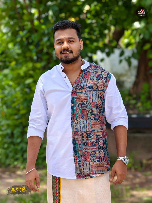 White Designer Half Patch Shirt[SHIRT00087]