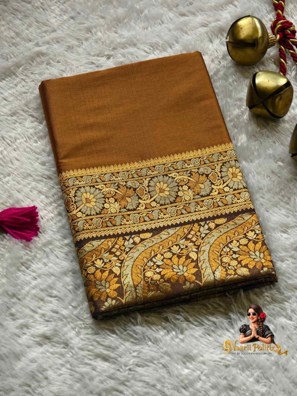 Butter Silk Saree in Copper Brown and Warm Rust Tone [SAREE000038]