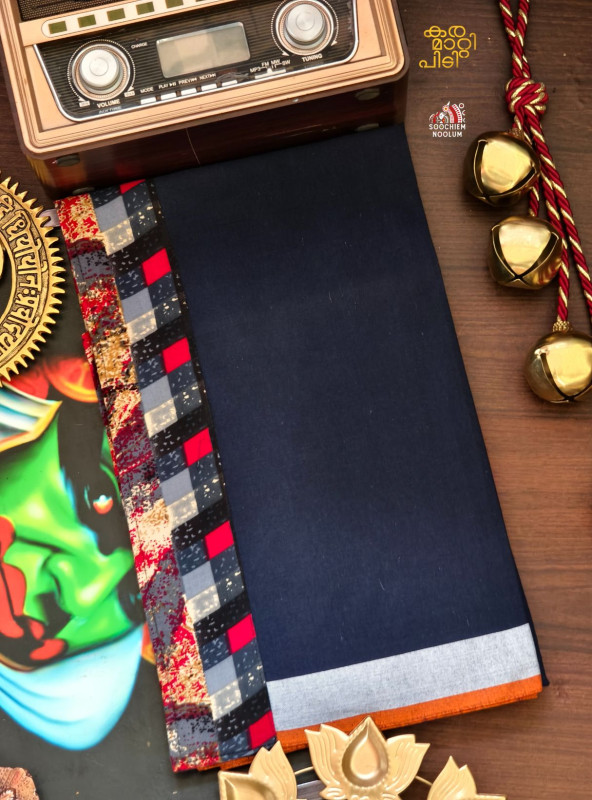 Navy Blue Limited Edition Cotton Dhoti [Clearance Sale][DHOTI000115]