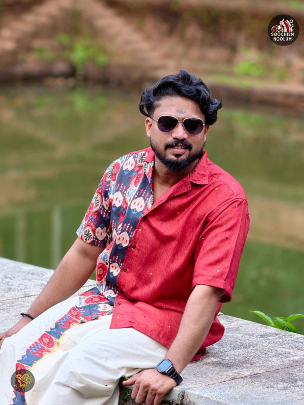 NIRAKKOOTT - RED IKAT HALF SLEEVE SHIRT[SHIRT000221]