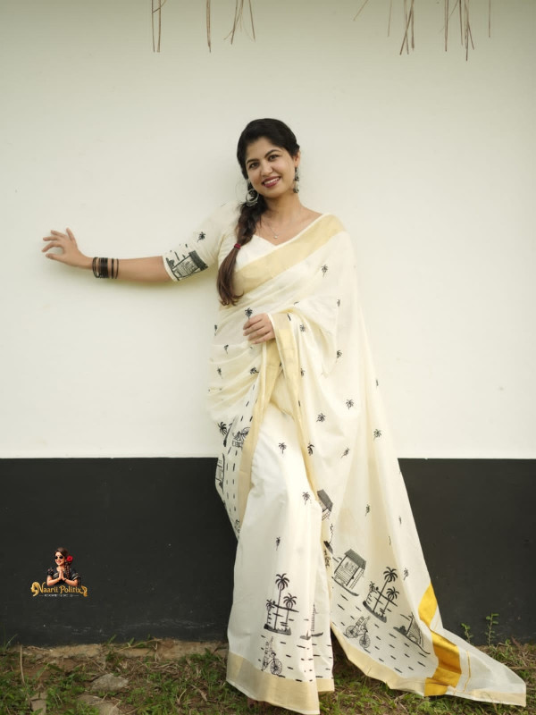 ENTE NADU - EMBROIDERY COTTON KASAVU SAREE