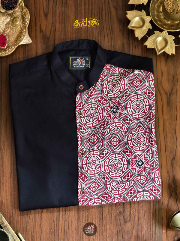 Black Designer Half Patch Shirt[SHIRT00025]