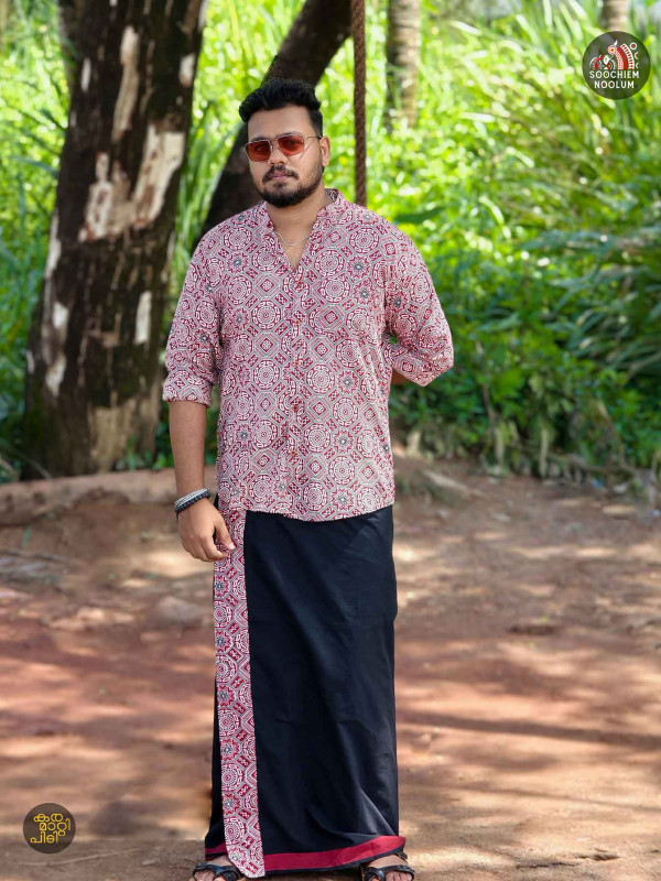 Designer Shirt+ Single Cotton Dhotie Combo[COMBO00028]