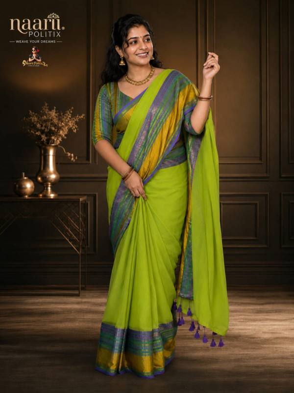 MUL COTTON SAREE - GREEN