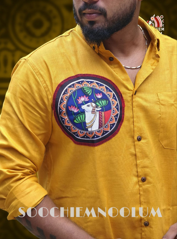 Yellow Pichwai Art Premium Patch Shirts[SHIRT000182]