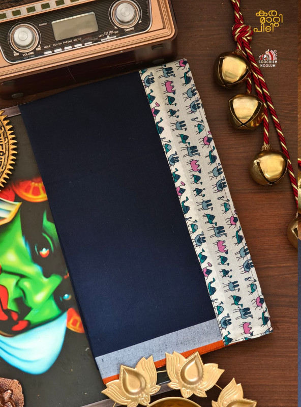 Navy Blue Limited Edition Cotton Dhoti [Clearance Sale][DHOTI000124]