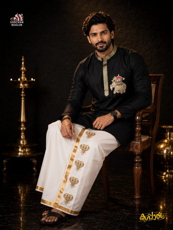 BLACK ELEPHANT BEADED FESTIVE LUXURY KURTA