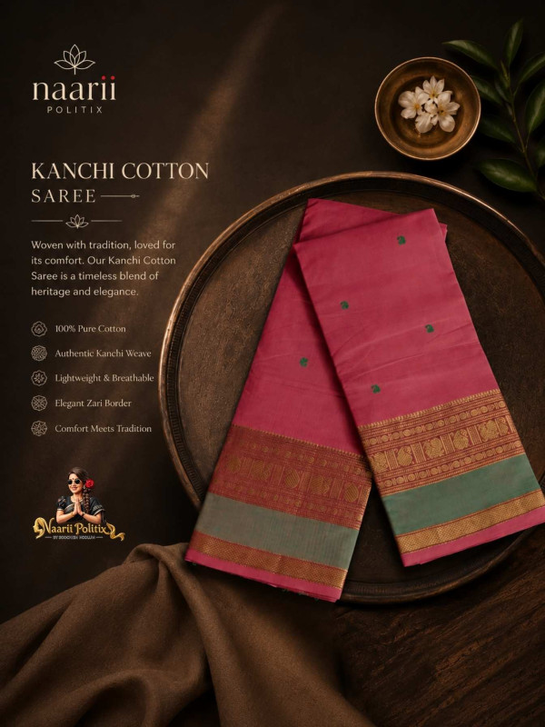 PREMIUM KANCHI COTTON SAREE - PINK