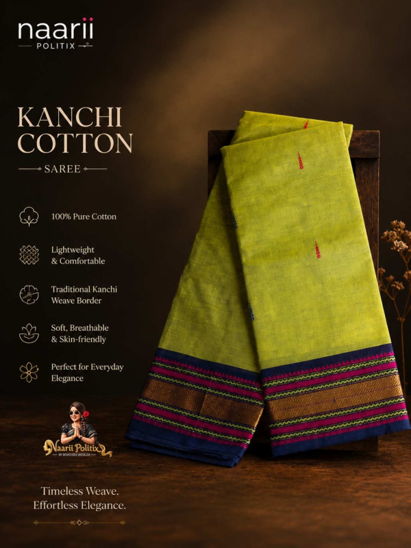 PREMIUM KANCHI COTTON SAREE - OLIVEDRAB