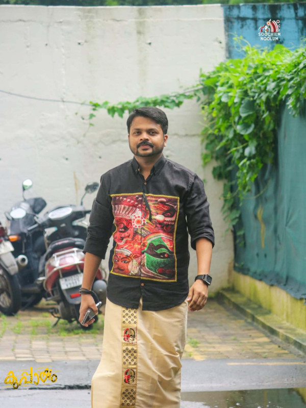 Black Kathakali & Theyyam Premium Canvas Patch Shir[SHIRT000189]