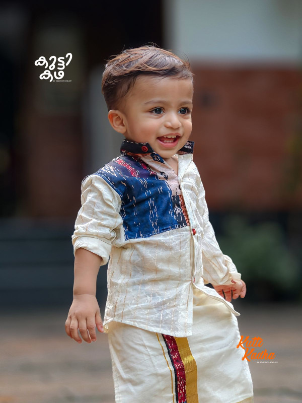 AARPPO AJRAKH-DESIGNER COTTON SHIRT + DHOTI COMBO FOR KIDS