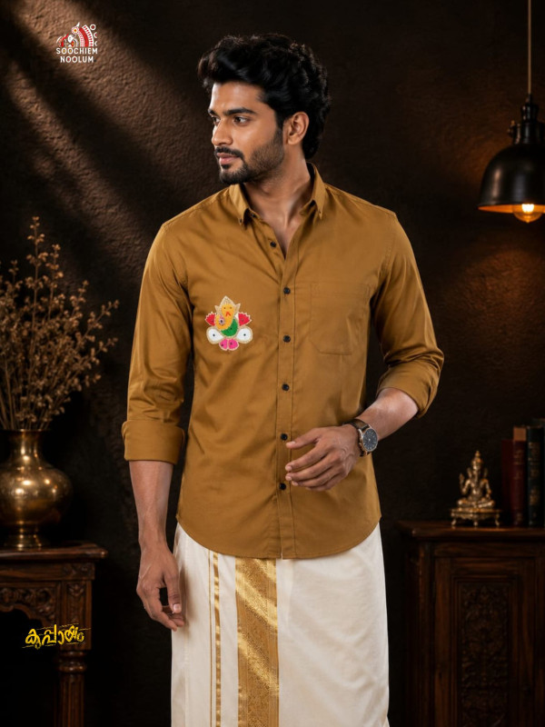 GANPATI BEADED PATCH PREMIUM DESIGNER SHIRT