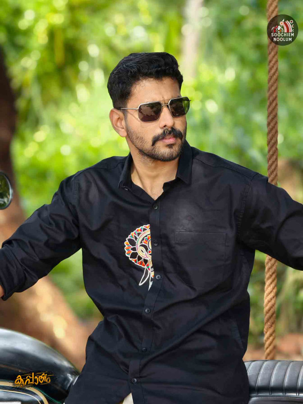 Black Elephant Embroidery Half patch Designer Shirt[SHIRT00054]