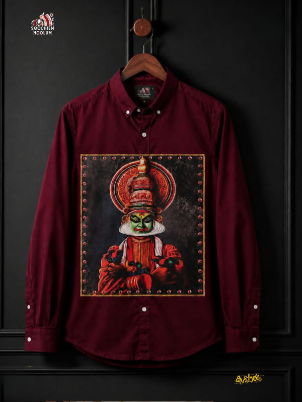MAROON KATHAKALI PREMIUM CANVAS PATCH SHIRT
