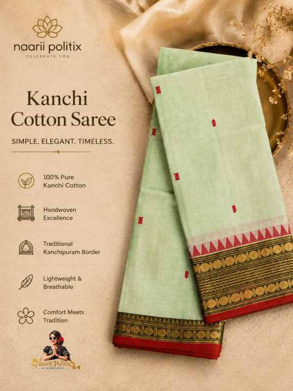 PREMIUM KANCHI COTTON SAREE - PASTEL MINT GREEN