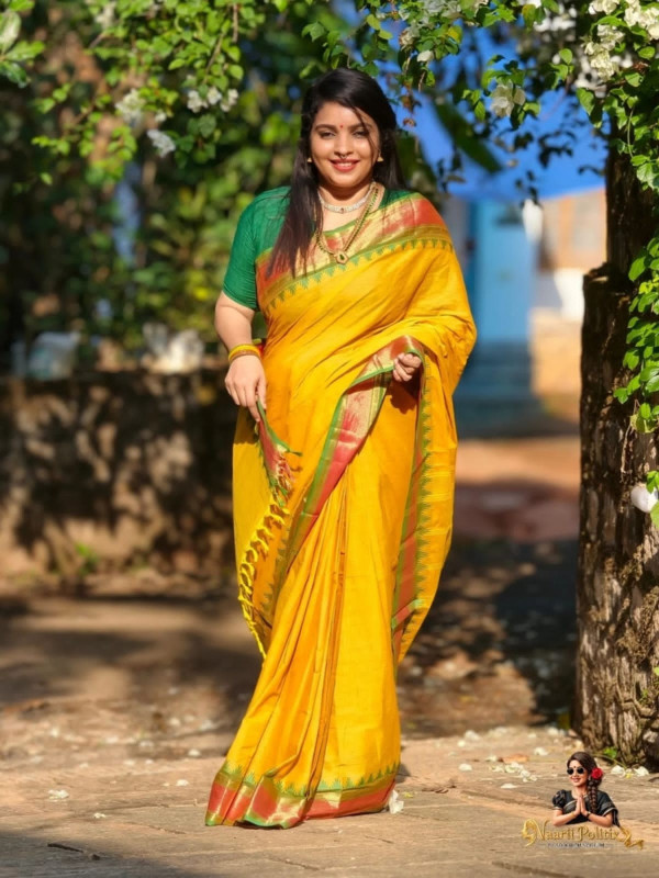 PREMIUM KANCHI COTTON SAREE - MUSTARD YELLOW