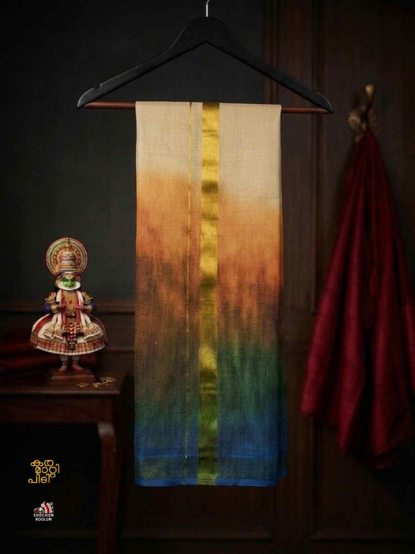 Ombre Shade  Designer Tissue Kasavu Dhoti [DOUBLE000103]
