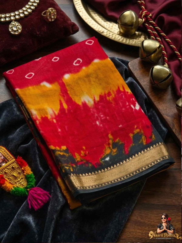 Hand Dyed Cotton Saree- Red