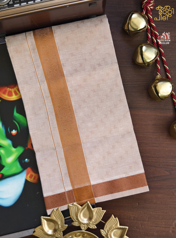 Tissue Copper Jacquard Kasavu Premium Single Dhoti[SINGLE00050]