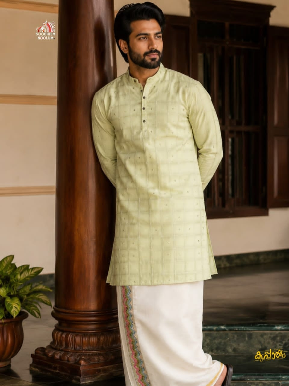 SOFT LINEN FESTIVE SPECIAL LUXURY KURTA - PISTA GREEN
