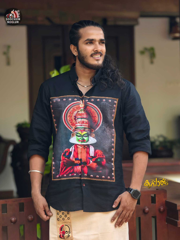 Black Kathakali Premium Canvas Patch Shirt[SHIRT000151]
