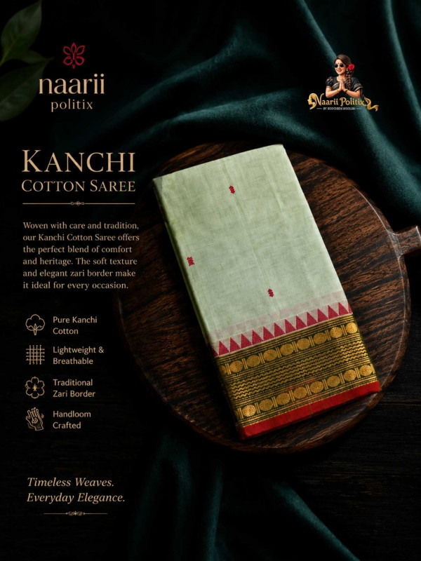 PREMIUM KANCHI COTTON SAREE - PASTEL MINT GREEN