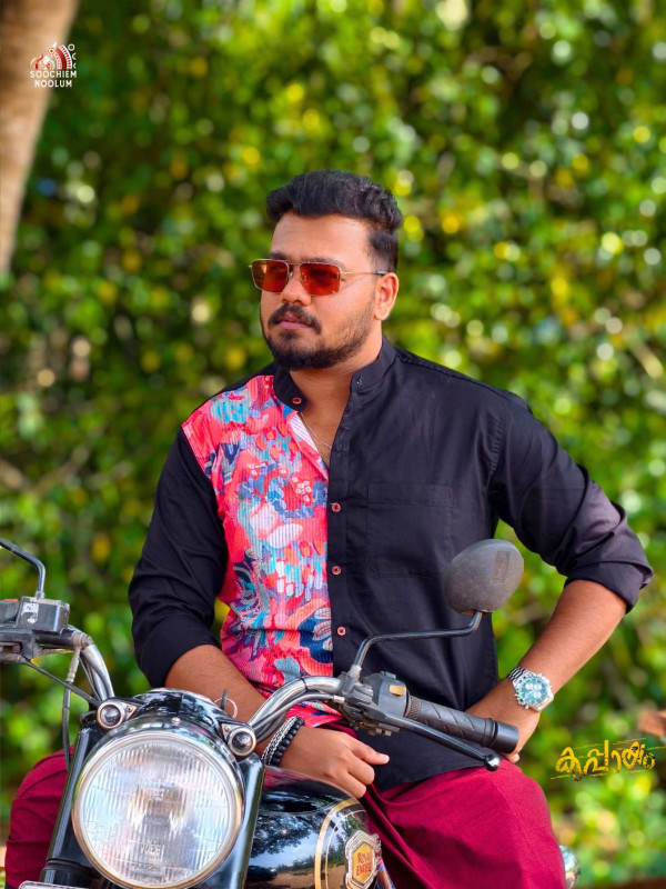 Black Designer Half Patch Shirt[SHIRT00045]