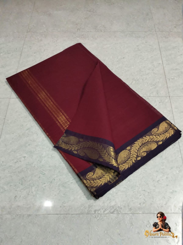 CHETTINAD COTTON SAREE - DEEP MAROON
