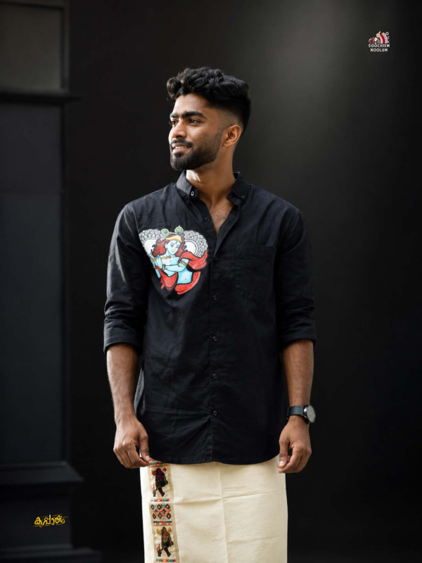BLACK KRISHNA PRINTED PREMIUM SHIRT [CLEARANCE SALE]