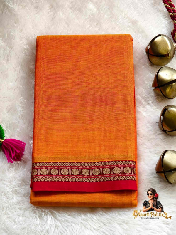 Narayanpet Pure Cotton Saree - Orange [SAREE000029]