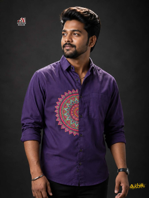 PURPLE RANGOLI PRINTED PREMIUM SHIRT [CLEARANCE SALE]