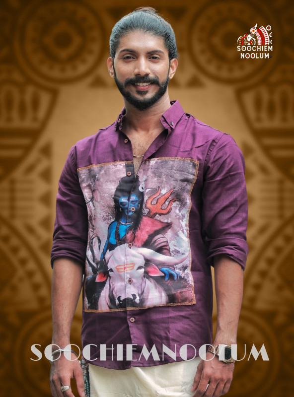 Purple Shiva Premium Canvas Patch Shirt[SHIRT000184]