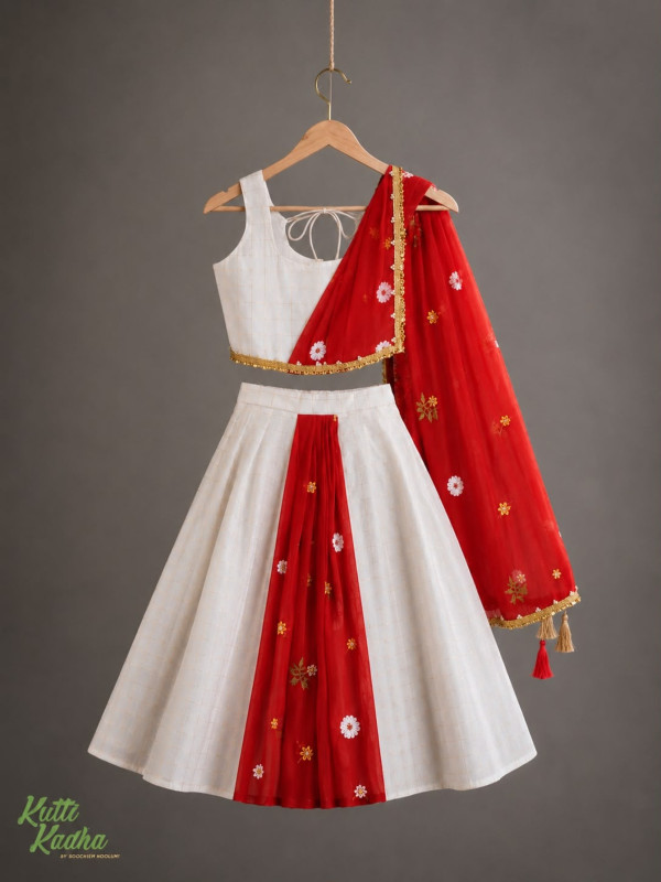 MADHUBALA- DRAPE SKIRT AND TOP  WITH PLEATED DUPATTA- ORANGE