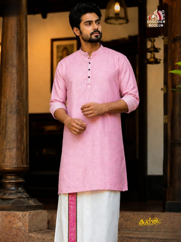 SOFT LINEN FESTIVE SPECIAL LUXURY KURTA - LIGHT PINK
